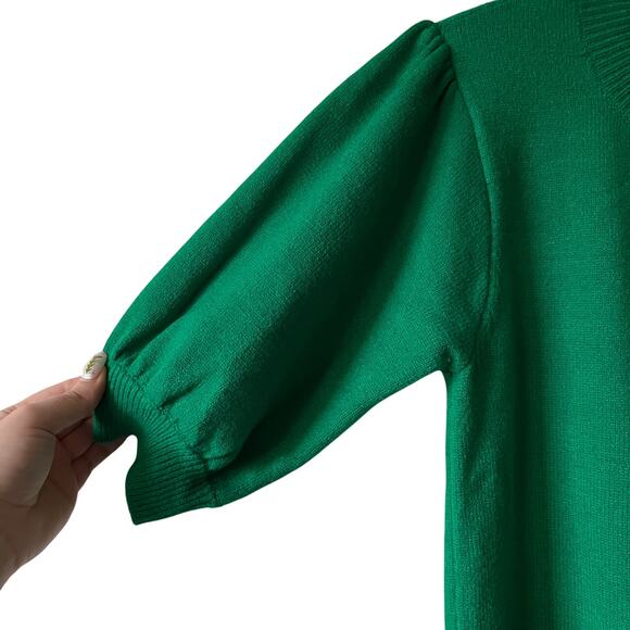 Anthropologie Moth Kelly Green Puff Sleeve Short Sleeve Sweater Size Medium - Picture 5 of 6